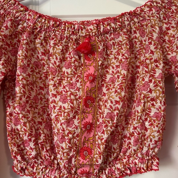Poupette St. Barth Off-Shoulder Floral Cropped Blouse - Picture 4 of 10